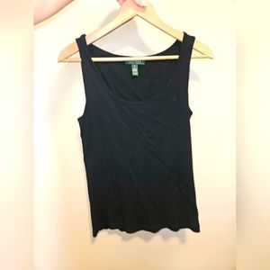 Ralph Lauren Black Ribbed Tank/Shell  100% Cotton size M